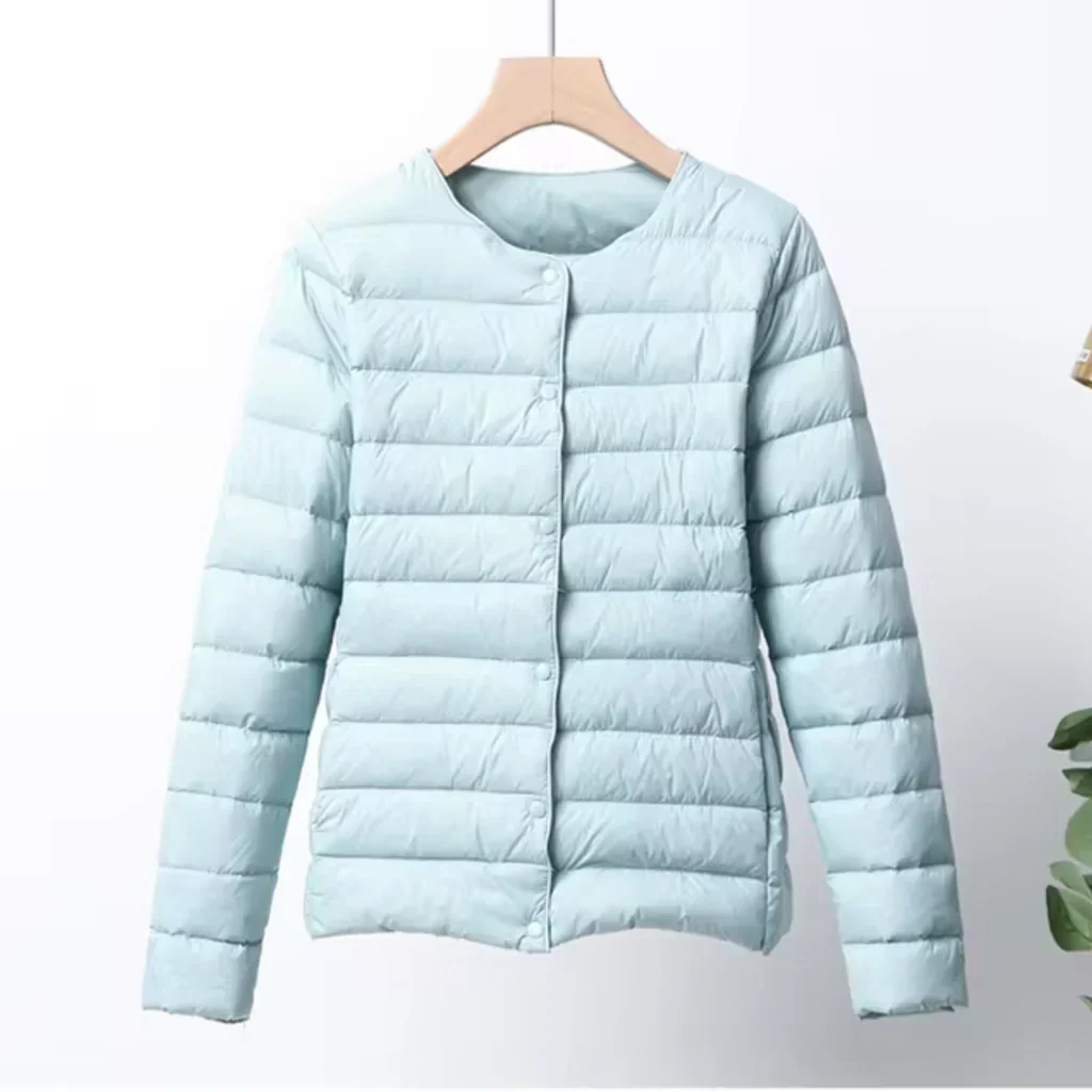 Women's Down Jacket – Slim Fit – Lightweight – Padded – Hip Length – Button Closure - Image 3