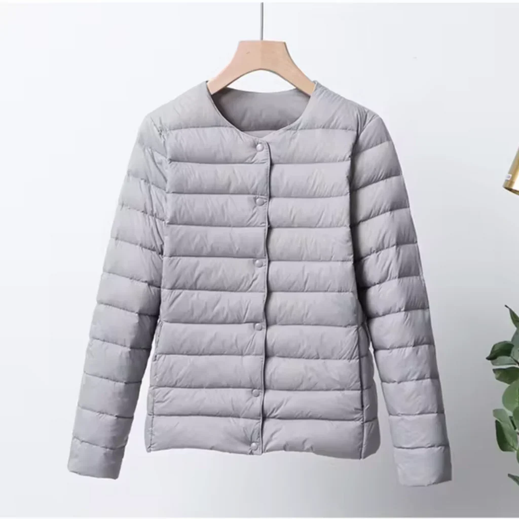 Women's Down Jacket – Slim Fit – Lightweight – Padded – Hip Length – Button Closure - Image 4