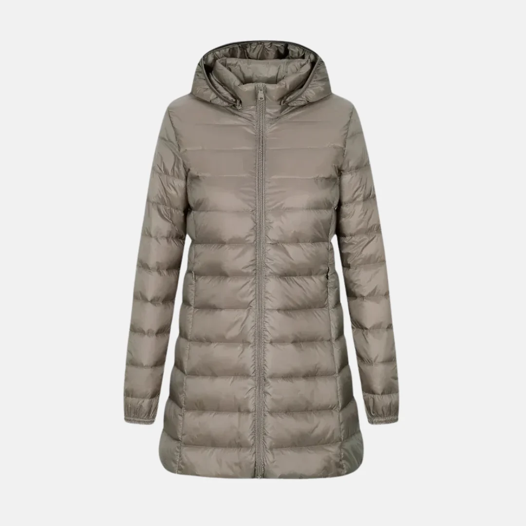 Women's Down Jacket – Fitted – Padded – Water-Repellent – With Hood – Mid-Length - Image 2