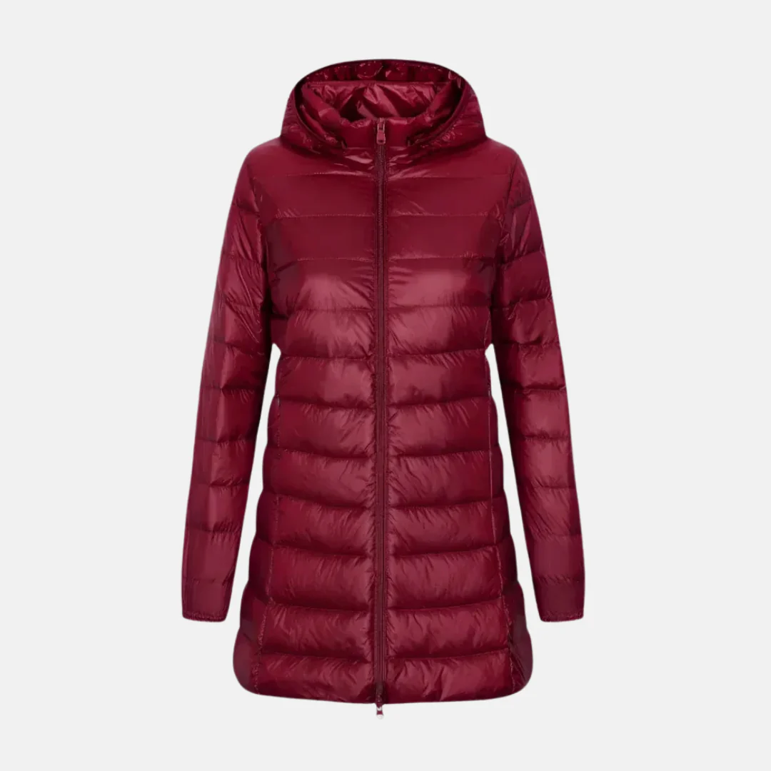 Women's Down Jacket – Fitted – Padded – Water-Repellent – With Hood – Mid-Length - Image 3