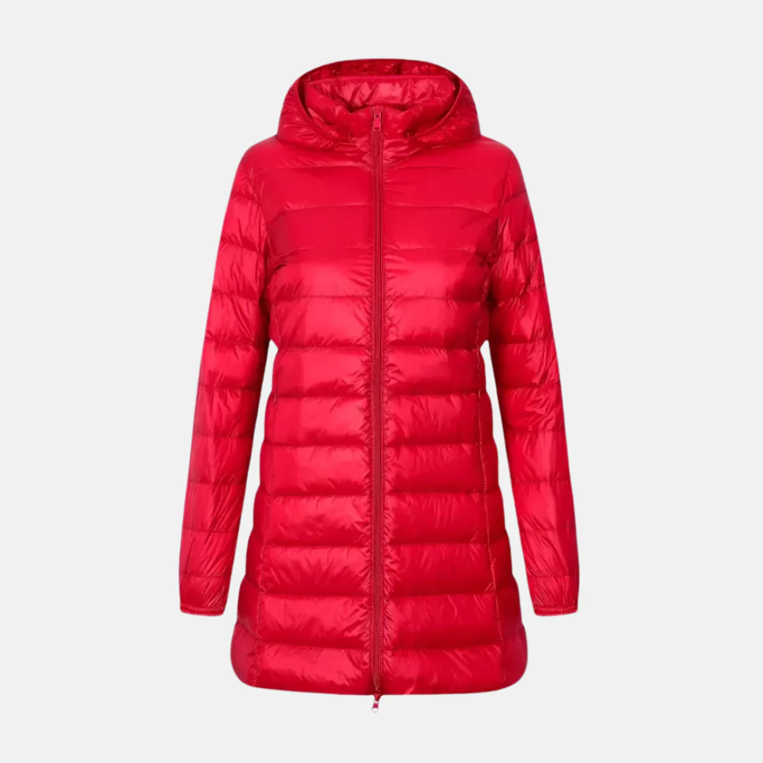 Women's Down Jacket – Fitted – Padded – Water-Repellent – With Hood – Mid-Length - Image 4
