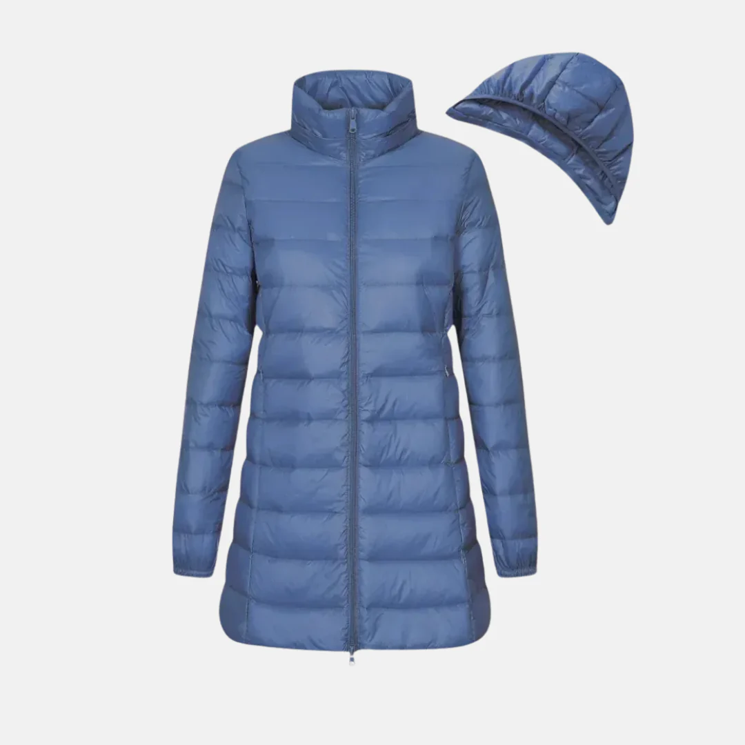 Women's Down Jacket – Fitted – Padded – Water-Repellent – With Hood – Mid-Length - Image 5