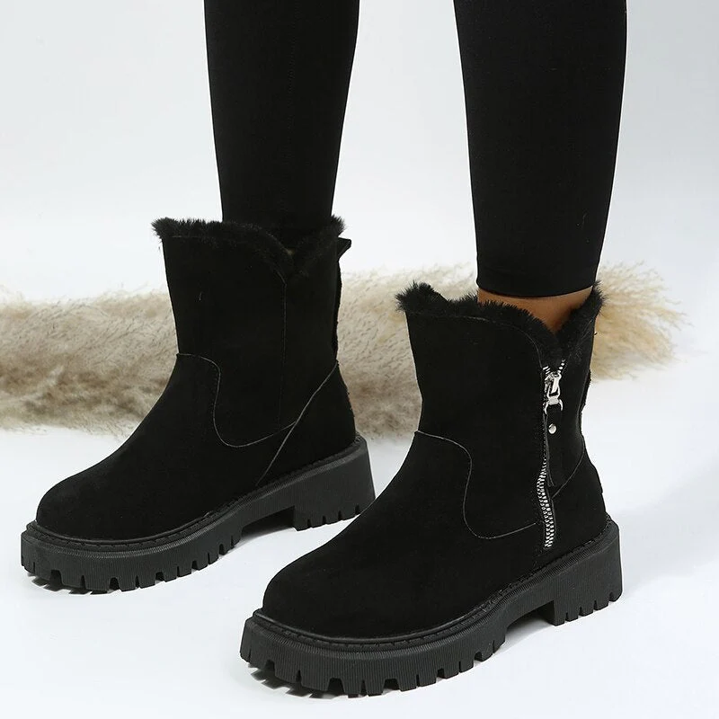 Women's Ankle Boots – Suede-look – Warm Lining – Anti-slip Sole – Side Zipper - Image 2