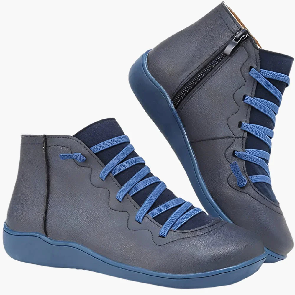 Women's Ankle Boots – Lace-Up Closure – Side Zipper – Comfortable Flat Sole – Breathable - Image 2