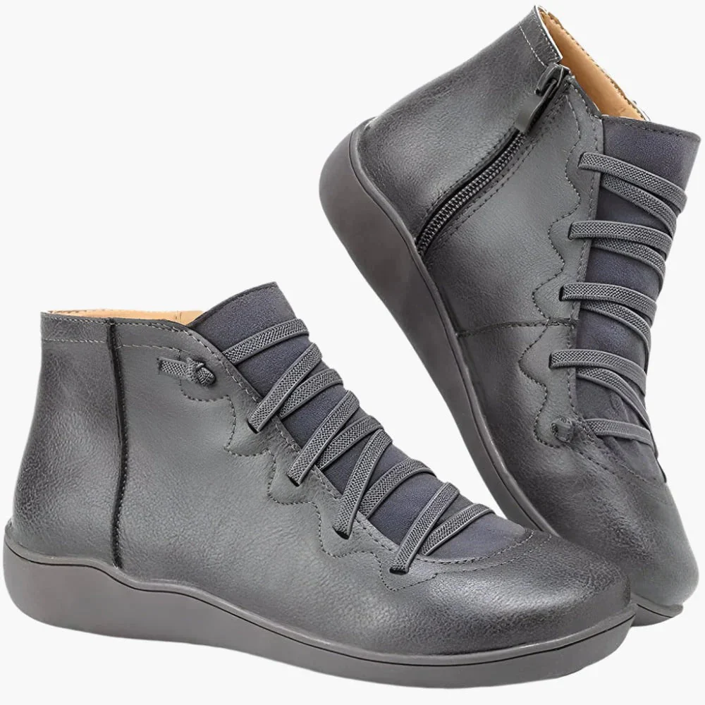 Women's Ankle Boots – Lace-Up Closure – Side Zipper – Comfortable Flat Sole – Breathable - Image 3