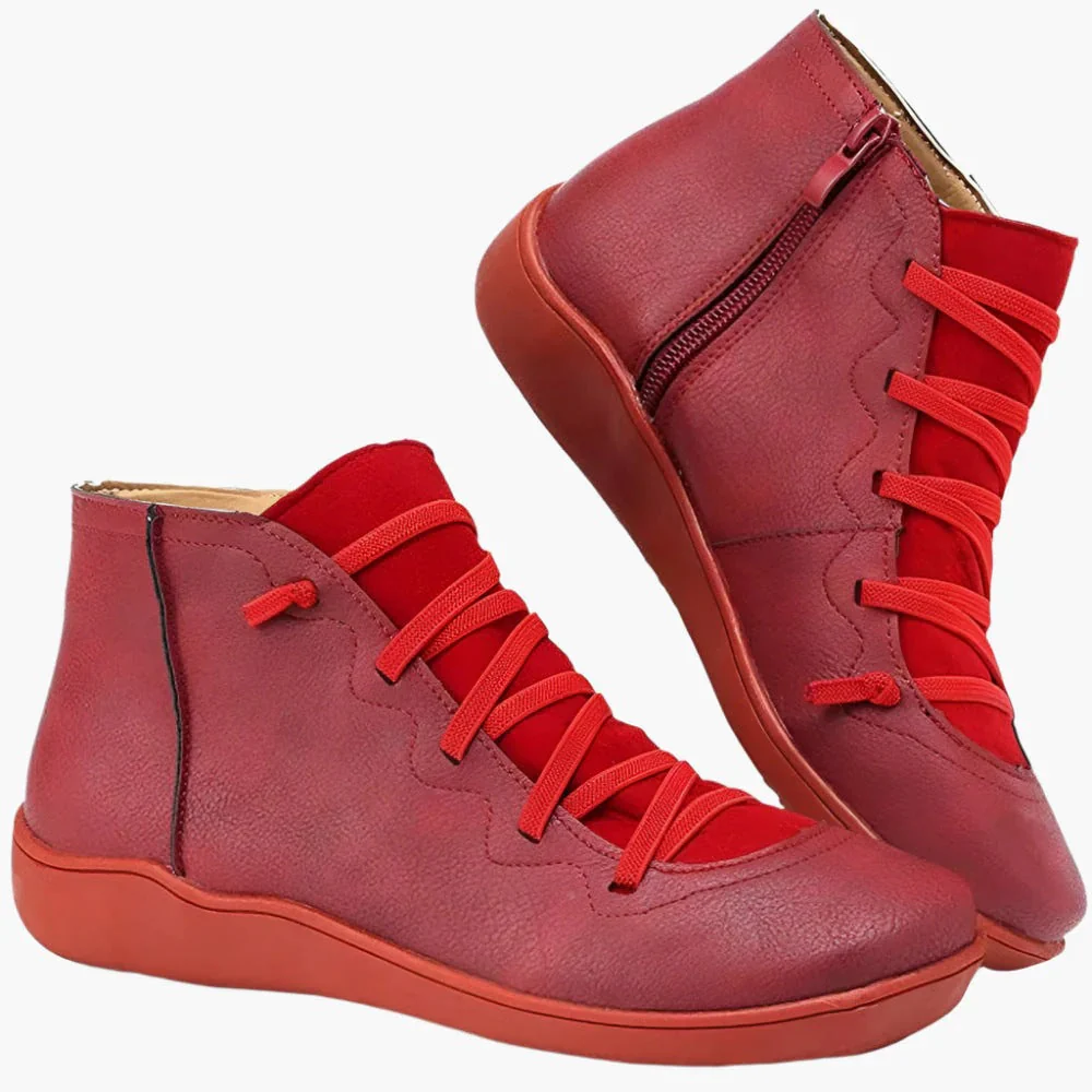 Women's Ankle Boots – Lace-Up Closure – Side Zipper – Comfortable Flat Sole – Breathable - Image 4