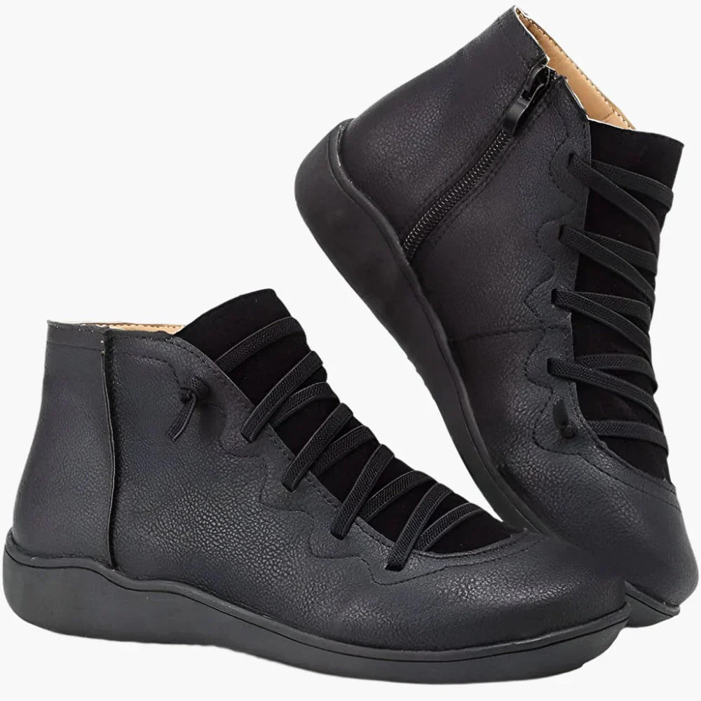 Women's Ankle Boots – Lace-Up Closure – Side Zipper – Comfortable Flat Sole – Breathable - Image 5