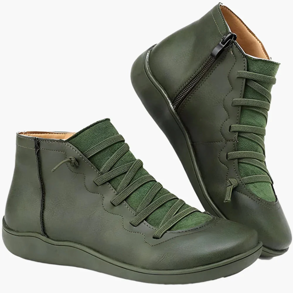 Women's Ankle Boots – Lace-Up Closure – Side Zipper – Comfortable Flat Sole – Breathable - Image 6