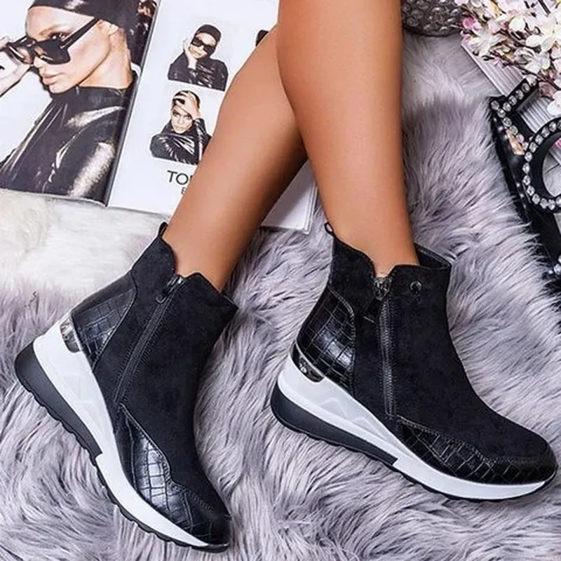 Ladies Ankle Boots – Wedge Heel – Soft Touch – Side Zipper – Orthopedic Comfort - Image 2
