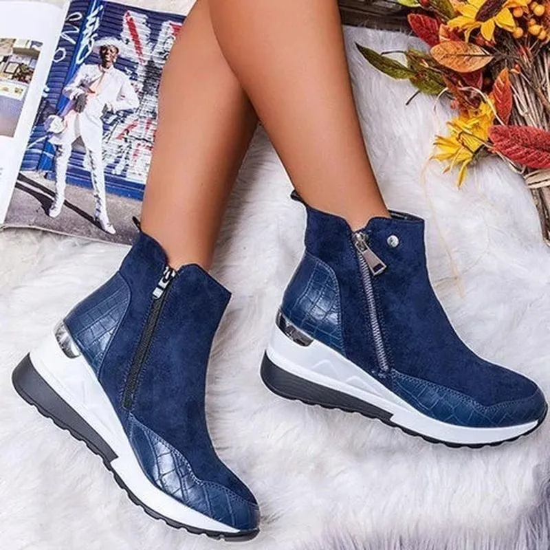 Ladies Ankle Boots – Wedge Heel – Soft Touch – Side Zipper – Orthopedic Comfort - Image 3