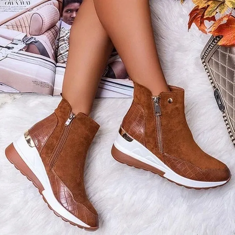 Ladies Ankle Boots – Wedge Heel – Soft Touch – Side Zipper – Orthopedic Comfort - Image 4