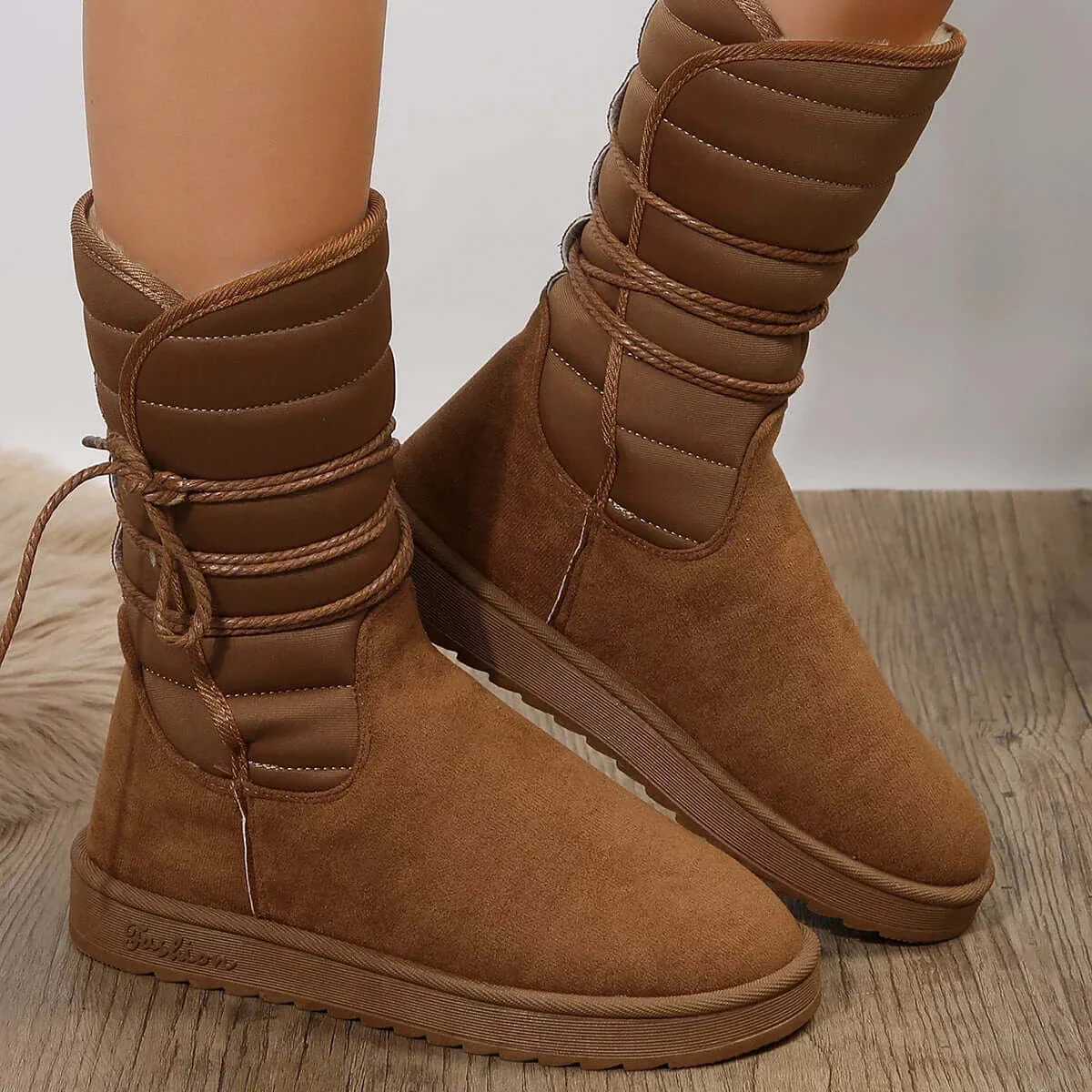 Women's Ankle Boots – Faux Fur Lining – Padded – Lace-Up – Anti-Slip Sole - Image 2