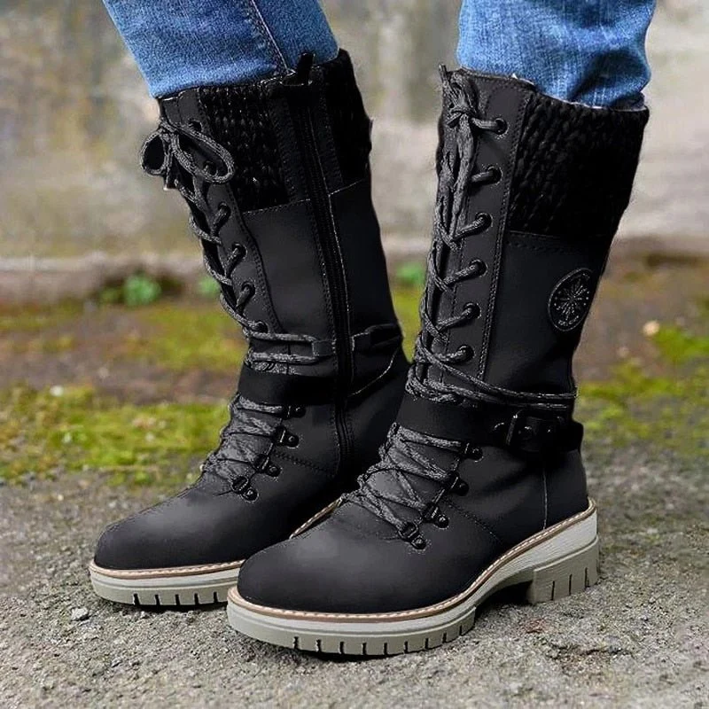 Women's Ankle Boots – Sturdy Fit – Knitted Shaft – Zip Closure – Profiled Sole - Image 2