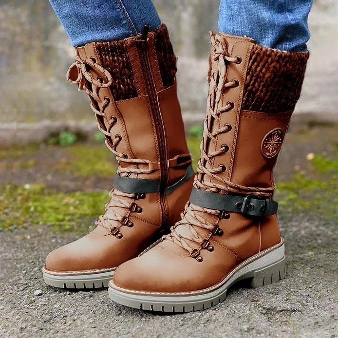 Women's Ankle Boots – Sturdy Fit – Knitted Shaft – Zip Closure – Profiled Sole - Image 3