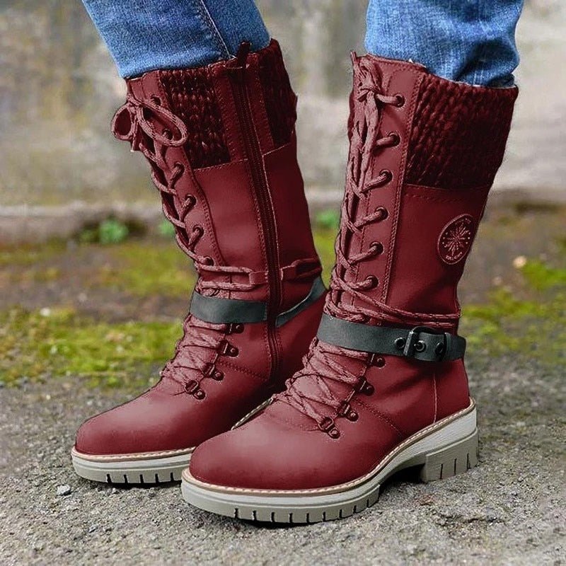 Women's Ankle Boots – Sturdy Fit – Knitted Shaft – Zip Closure – Profiled Sole - Image 4