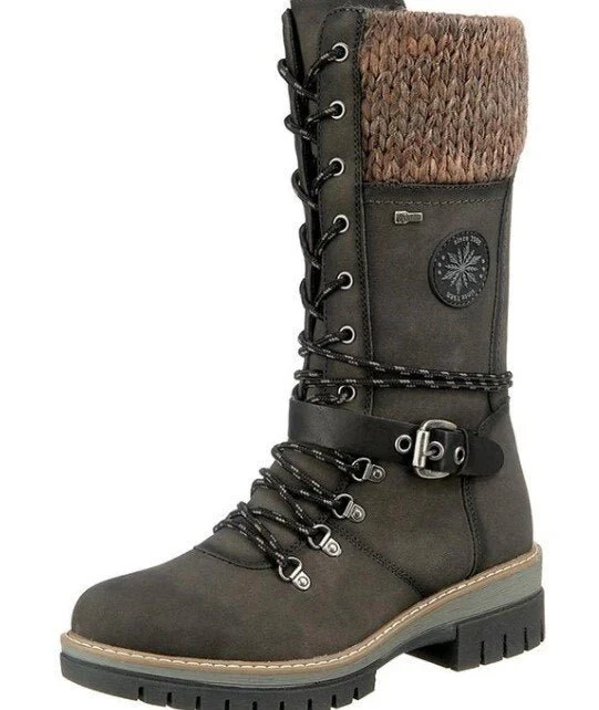 Women's Ankle Boots – Sturdy Fit – Knitted Shaft – Zip Closure – Profiled Sole - Image 5