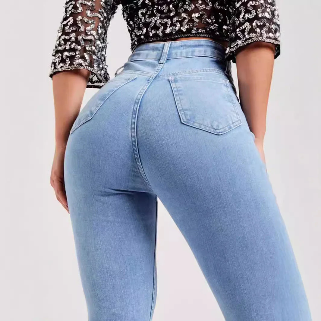 Women's Flared Jeans – High Waist – Slim Fit – Stretch Denim – Full Length - Image 2