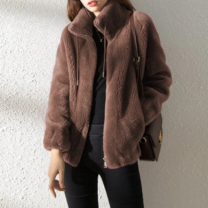 Women's fleece jacket – Oversized fit – Reversible – High collar with zipper - Image 3