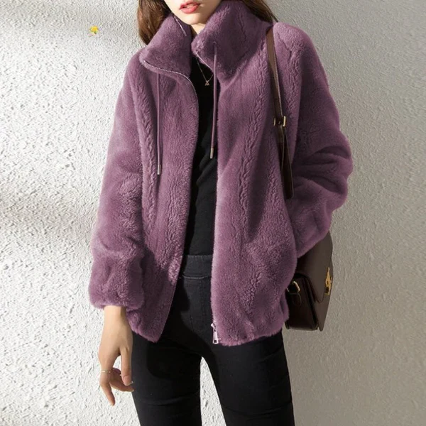 Women's fleece jacket – Oversized fit – Reversible – High collar with zipper - Image 4