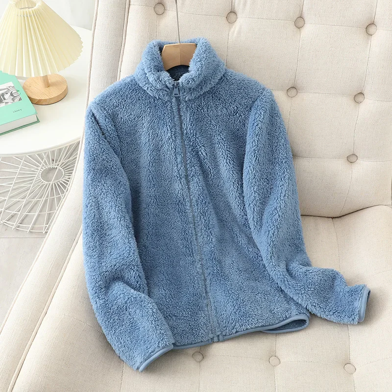 Women's Fleece Jacket – Coral Fleece – Relaxed Fit – Reversible – High Collar - Image 3