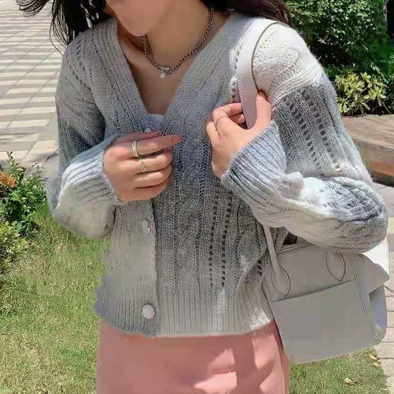 Women's Knitted Cardigan – Relaxed Fit – Cable Pattern – Button Closure – Ribbed Edges - Image 2