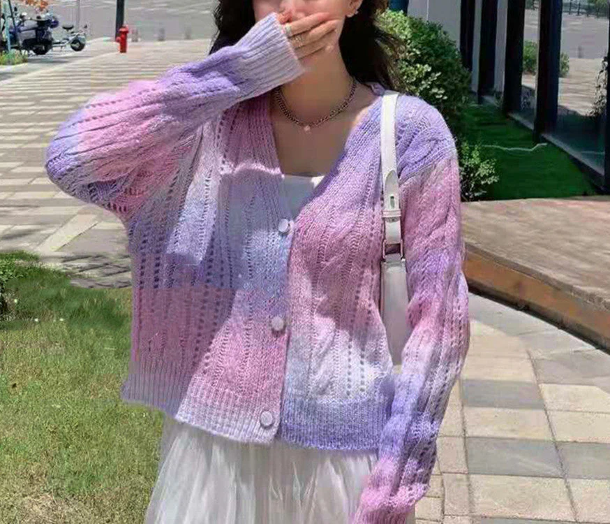 Women's Knitted Cardigan – Relaxed Fit – Cable Pattern – Button Closure – Ribbed Edges - Image 3