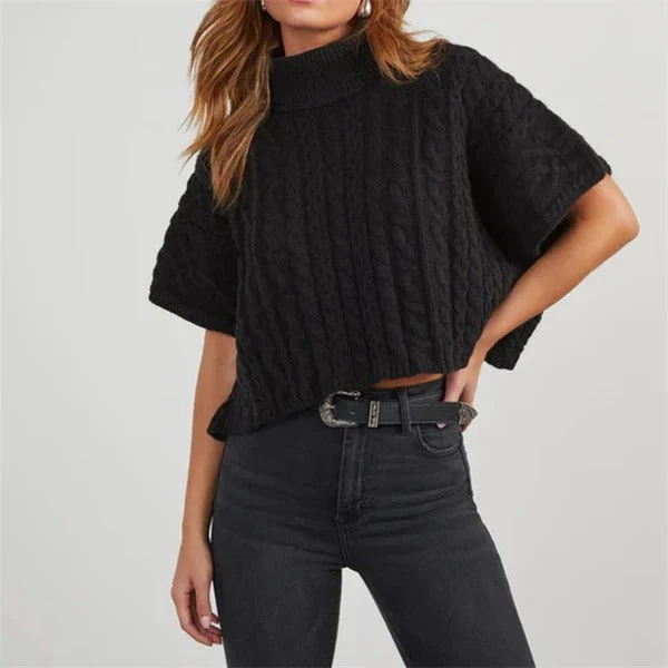 Women's Knitted Sweater – Wool – Oversized Fit – Turtleneck – Cable Pattern - Image 2