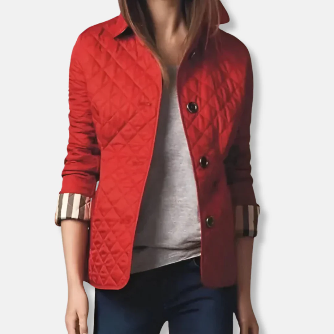 Women's Quilted Jacket – Tailored Fit – Fleece Lining – Hip Length – Button Closure - Image 3