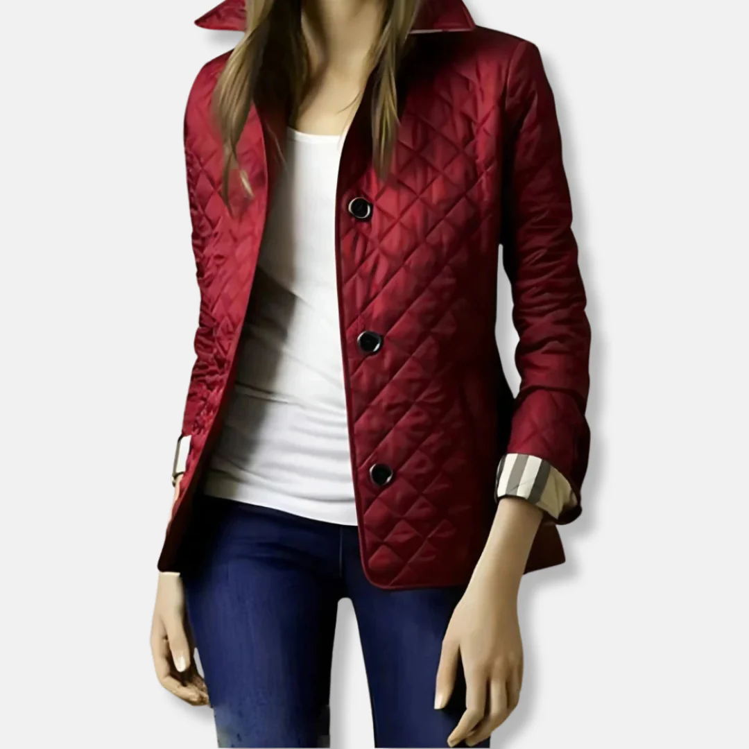 Women's Quilted Jacket – Tailored Fit – Fleece Lining – Hip Length – Button Closure - Image 4