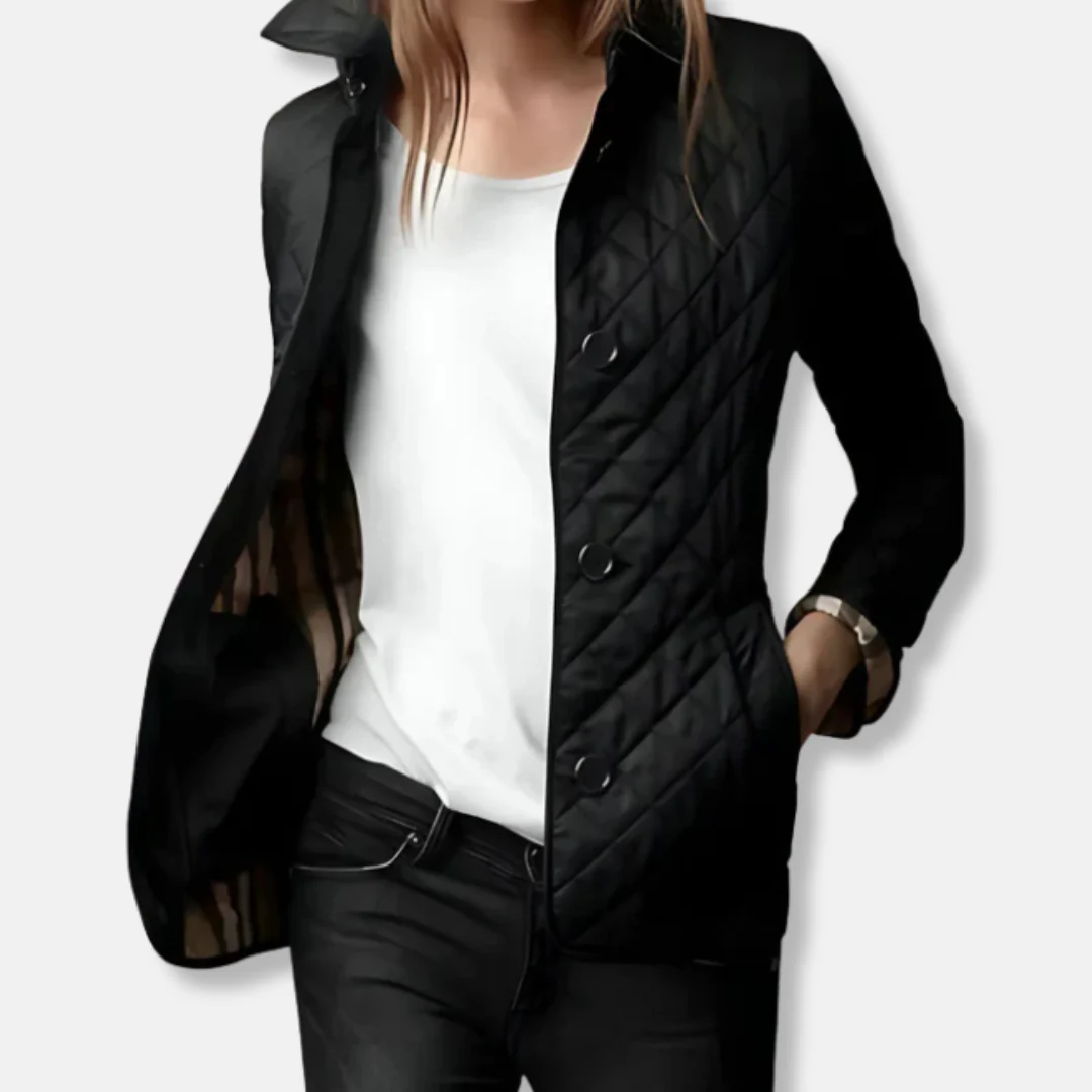 Women's Quilted Jacket – Tailored Fit – Fleece Lining – Hip Length – Button Closure - Image 6