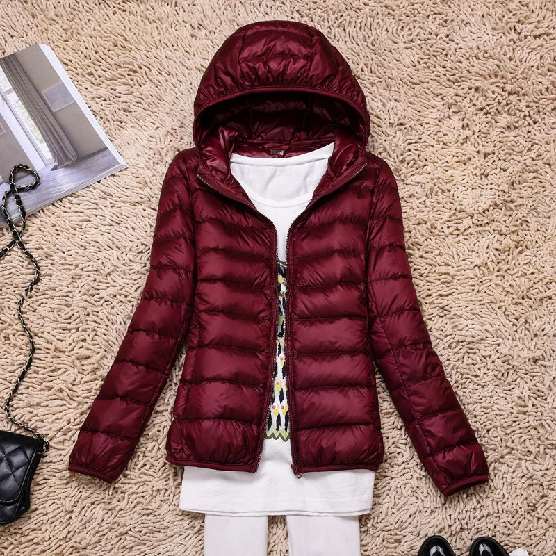 Women's padded jacket – Lightweight with hood – Tailored fit – Hip length - Image 3