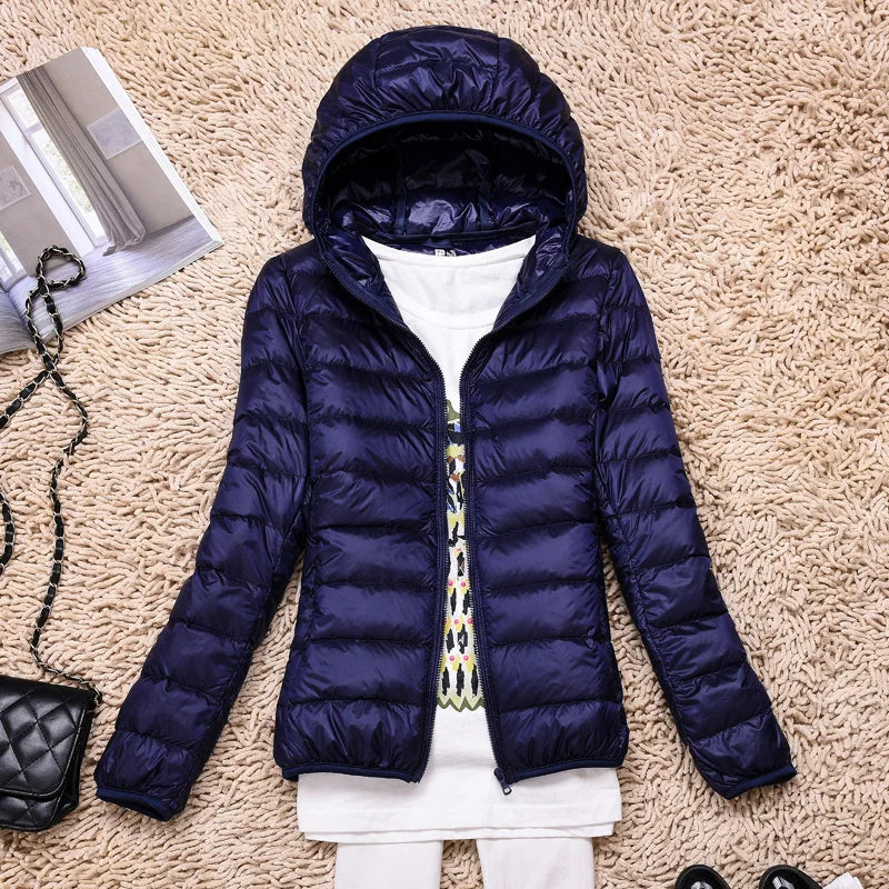 Women's padded jacket – Lightweight with hood – Tailored fit – Hip length - Image 4
