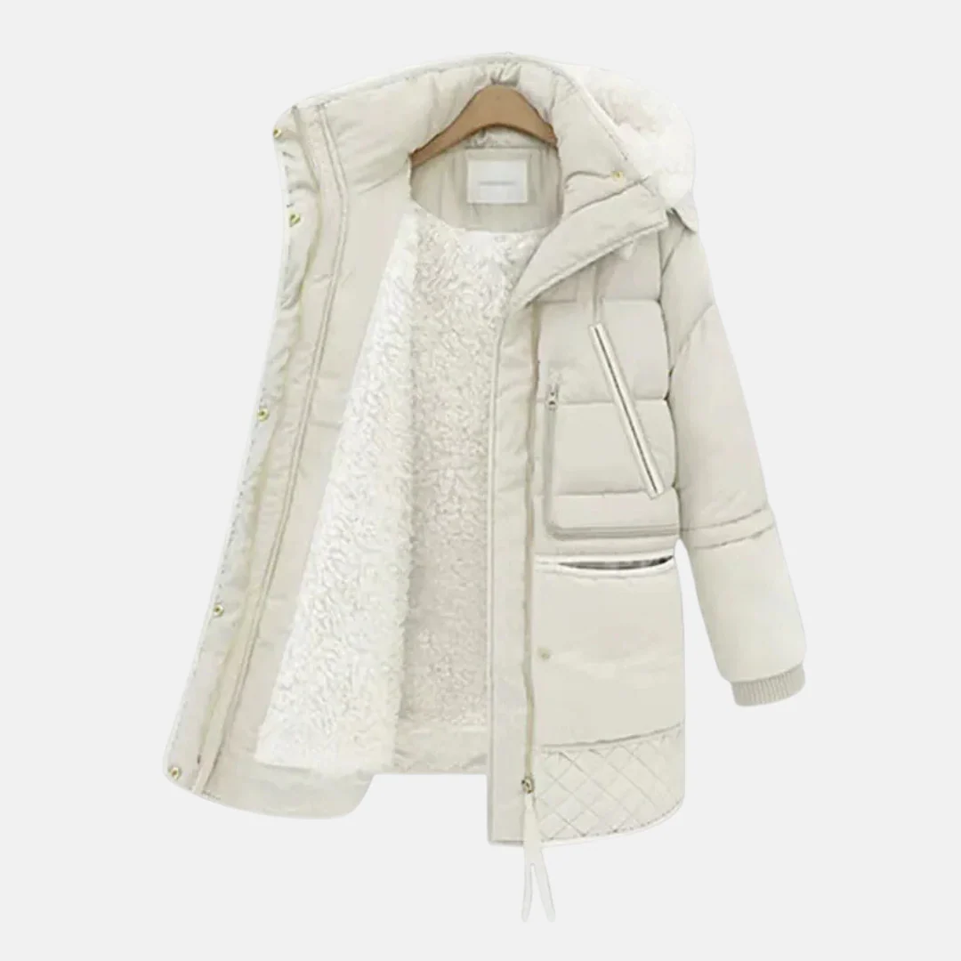 Women's Padded Coat – Oversized Fit – Lined Hood – Ribbed Cuffs – Pockets - Image 3