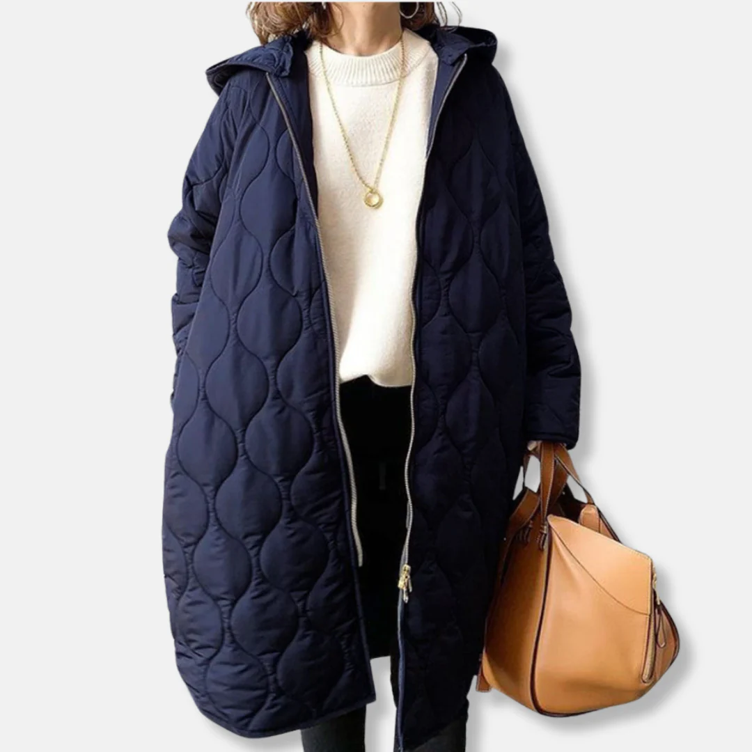 Women's Padded Jacket – Oversized Fit – Long Length – With Hood and Zipper - Image 2