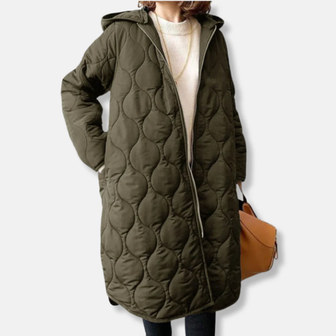 Women's Padded Jacket – Oversized Fit – Long Length – With Hood and Zipper - Image 3