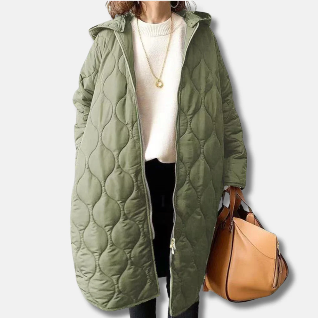 Women's Padded Jacket – Oversized Fit – Long Length – With Hood and Zipper - Image 4