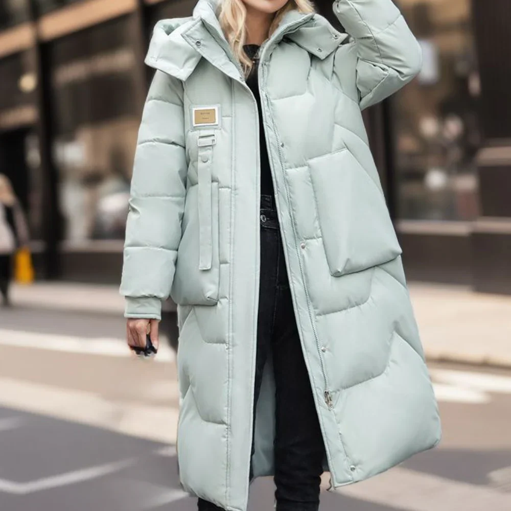 Women's Quilted Jacket – Oversized Fit – Long Length – With Hood – Warm Insulation - Image 3