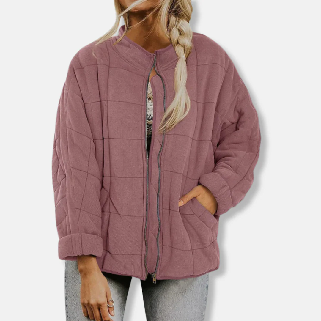 Ladies Quilted Jacket – Oversized Fit – Stand-Up Collar – Long Sleeves – Zipper Closure - Image 2