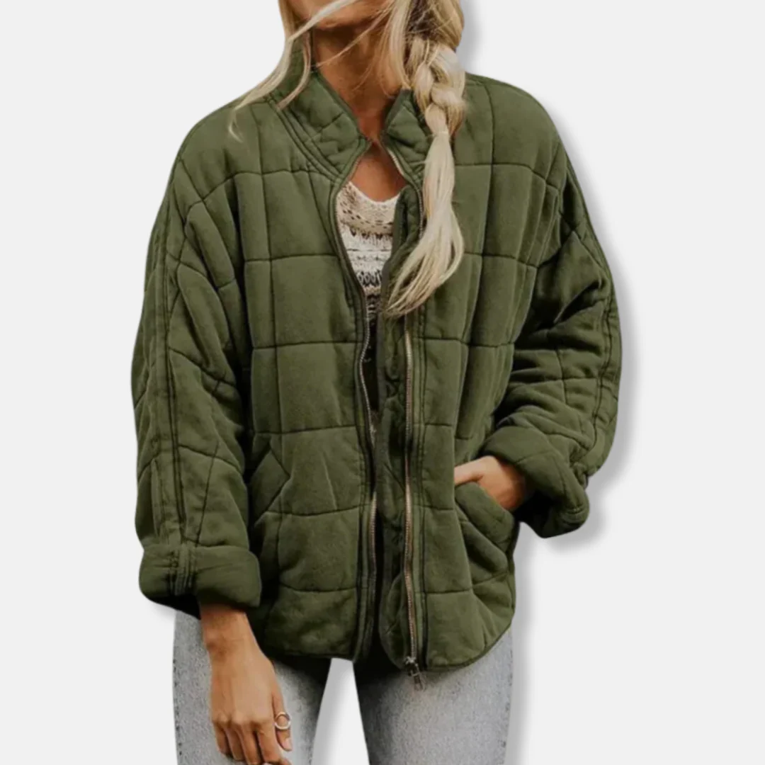 Ladies Quilted Jacket – Oversized Fit – Stand-Up Collar – Long Sleeves – Zipper Closure - Image 3