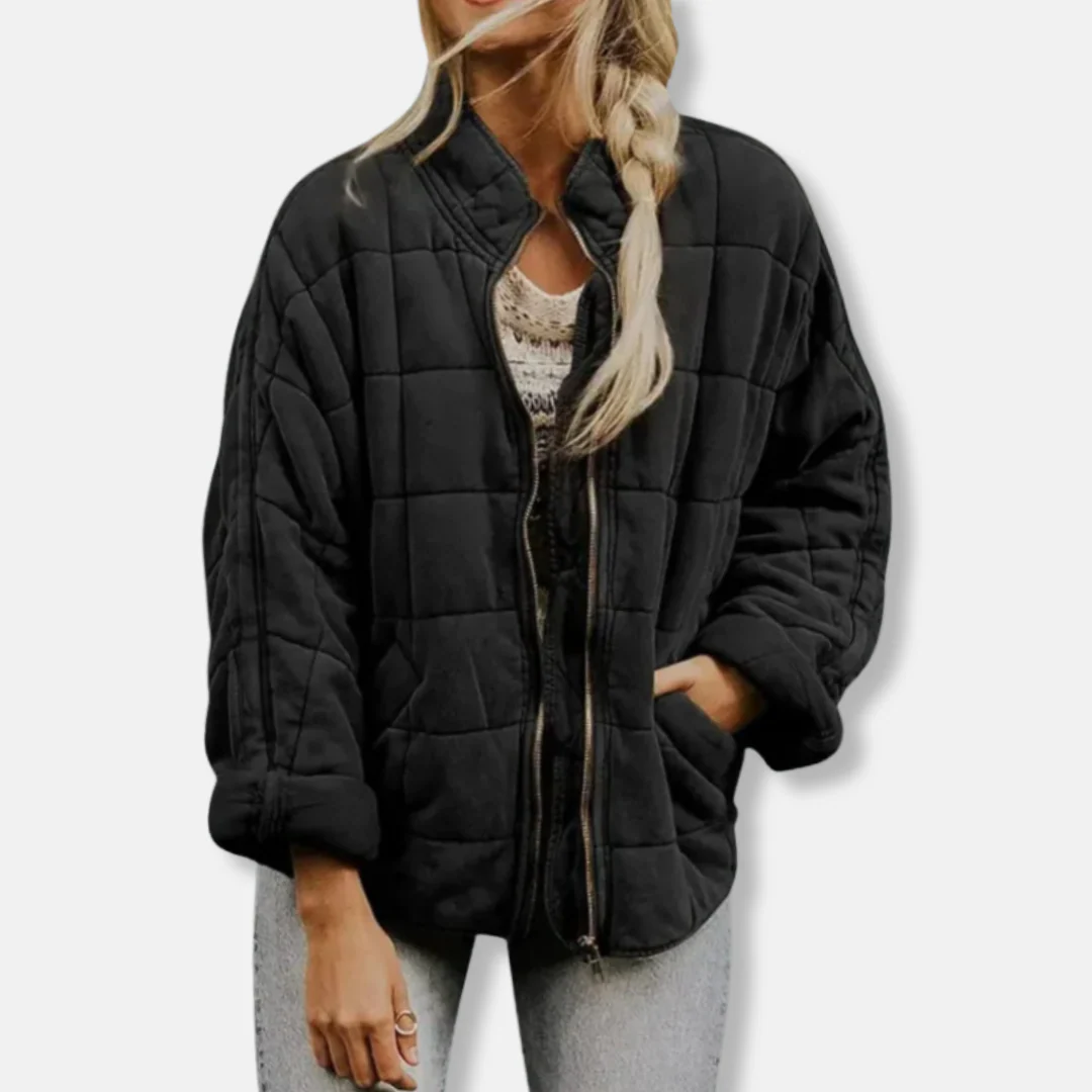 Ladies Quilted Jacket – Oversized Fit – Stand-Up Collar – Long Sleeves – Zipper Closure - Image 5