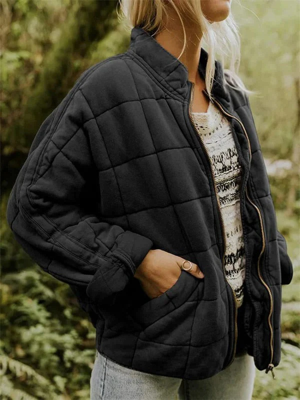 Women's Quilted Jacket – Relaxed Fit – High Collar – Lightweight Breathable Design - Image 4