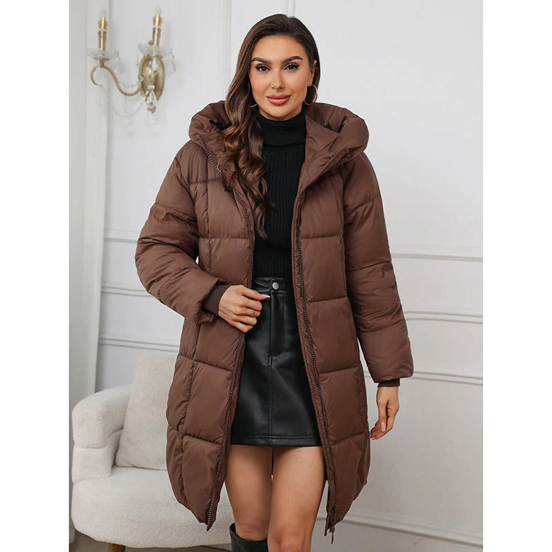 Women's Padded Coat – Slim Fit – Mid-Length – With Hood and Zipper - Image 4