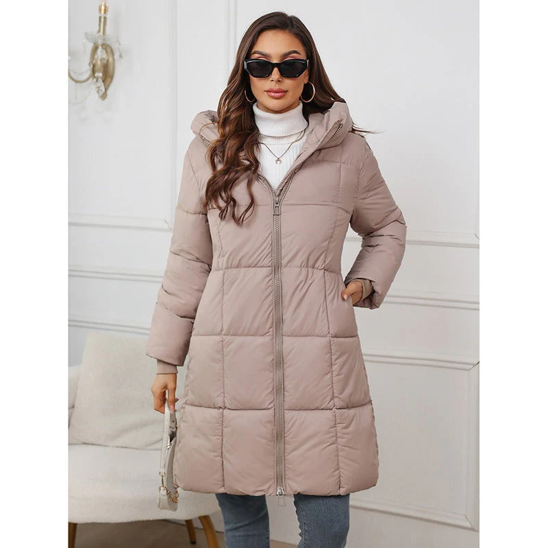 Women's Padded Coat – Slim Fit – Mid-Length – With Hood and Zipper - Image 5
