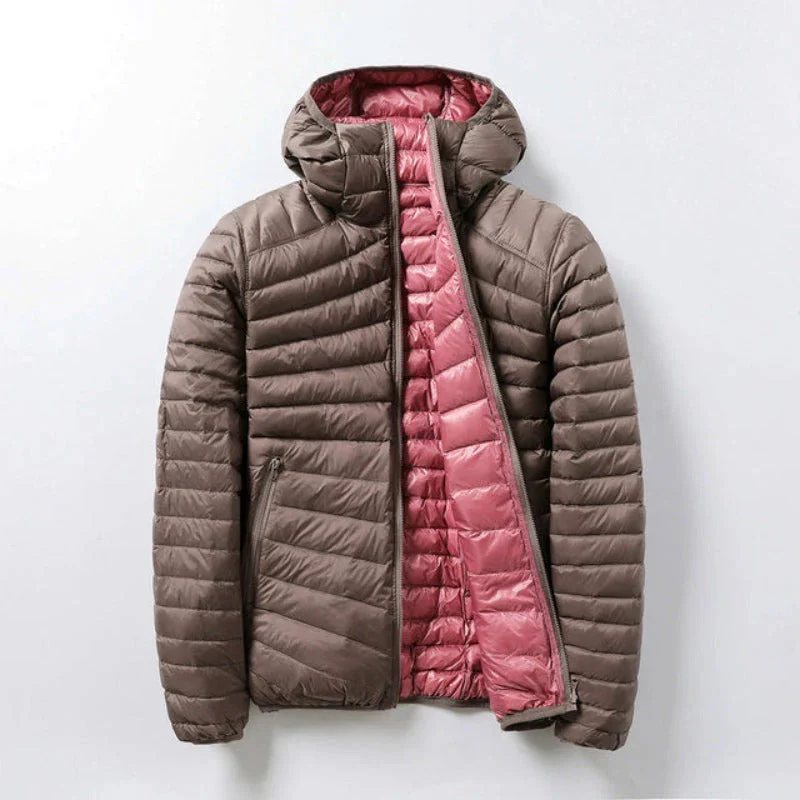 Women's Quilted Jacket – Windproof – Regular Fit – With Hood and Zipper – Hip Length - Image 3