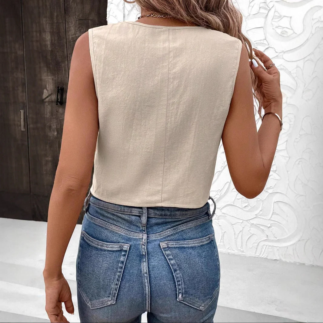 Ladies Gilet Top – Tailored Fit – V-Neck – Button Closure – Cropped Breathable Design - Image 2