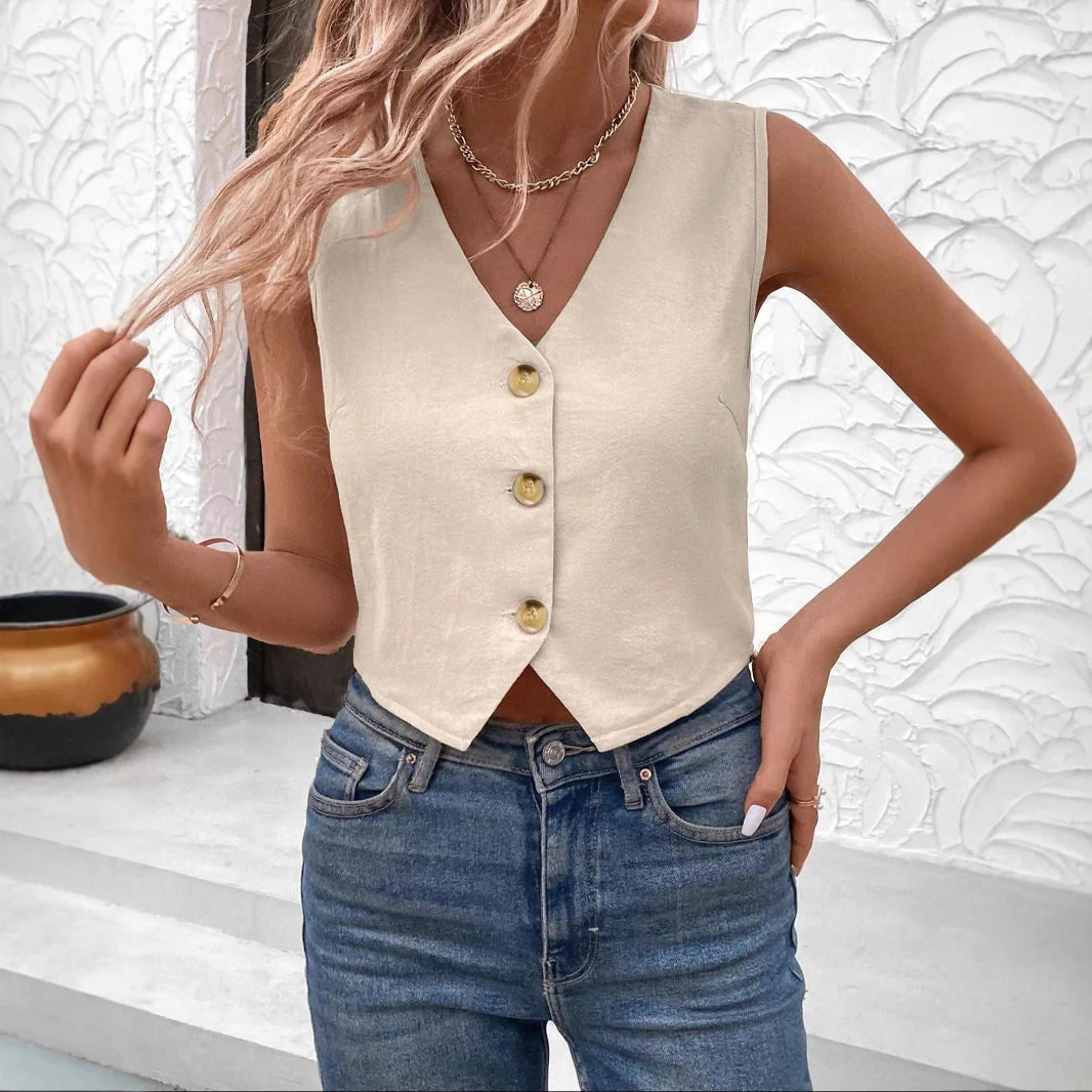 Ladies Gilet Top – Tailored Fit – V-Neck – Button Closure – Cropped Breathable Design - Image 3