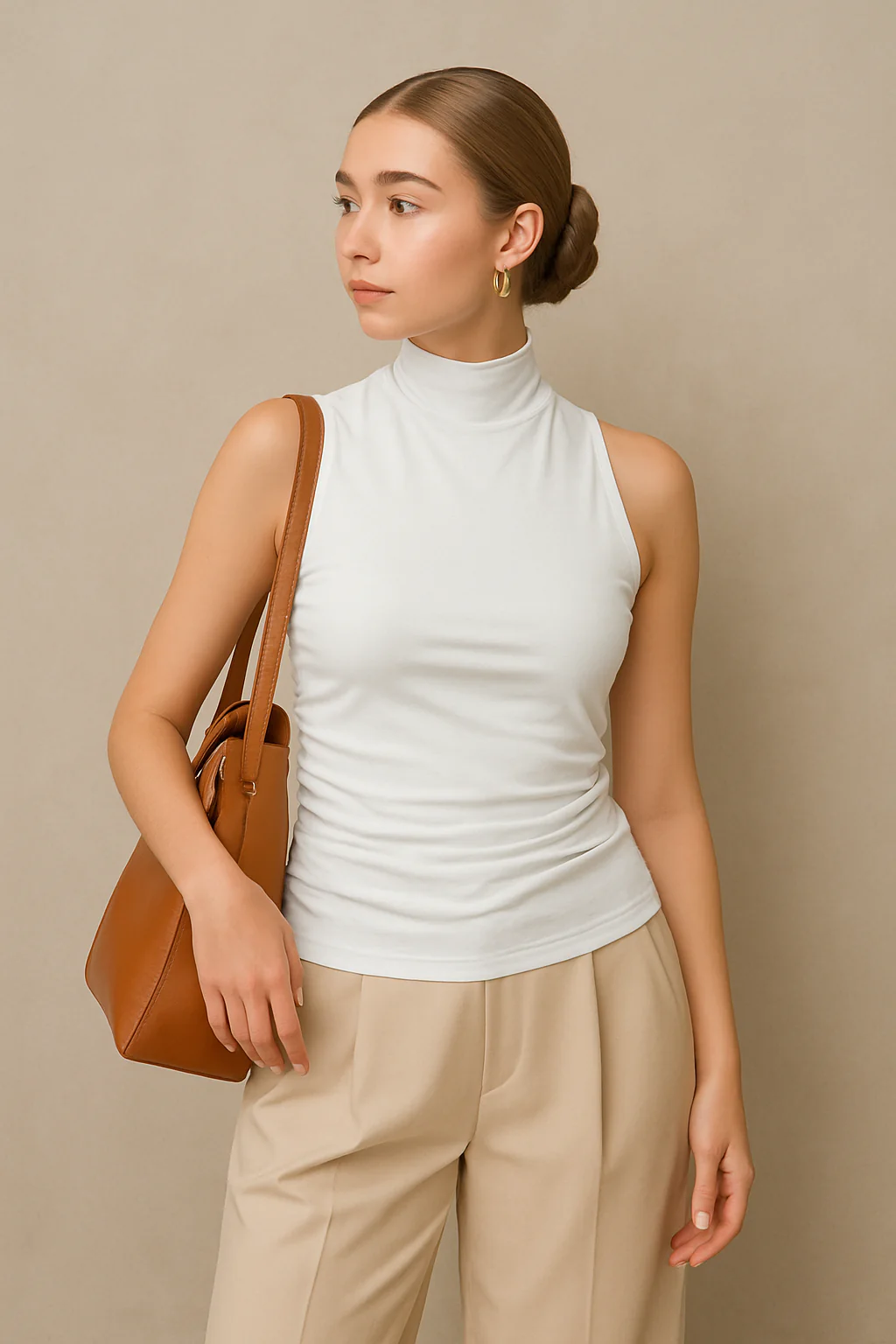 Women's Haltertop – Slim Fit – Ruched Waist – Open Back – Soft Stretch Fabric - Image 2