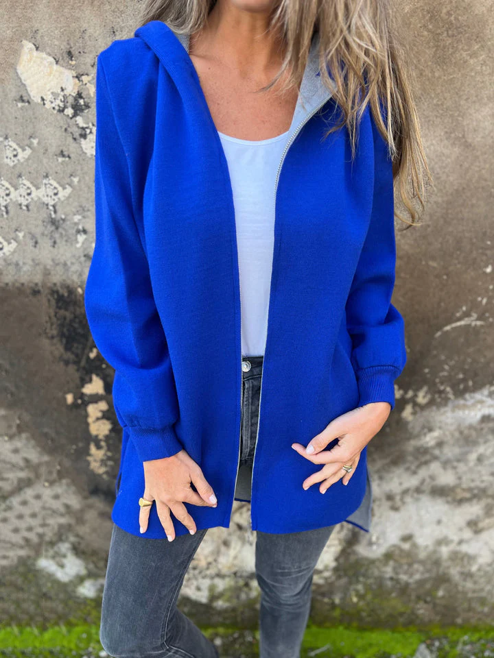 Women's Hooded Jacket – Cotton Blend – Relaxed Fit – Mid-length with Zipper and Hood - Image 5