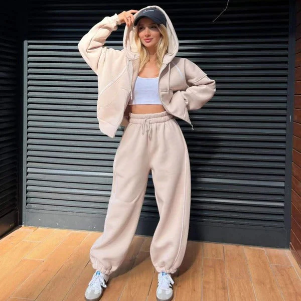 Women's Hoodie and Tracksuit – Oversized Fit – Cotton Fleece – Drawstring Waist - Image 3