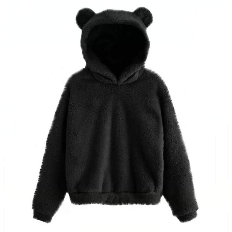 Women's Hoodie – Fleece – Relaxed Fit – Long Sleeves – Playful Ear Details - Image 3